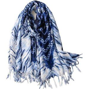 Boho Scarf Lightweight Fashion Blue White